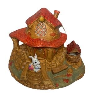 Vintage Scioto Mold 1982 Fairy Bunny House Cottage, Base & Light Interior